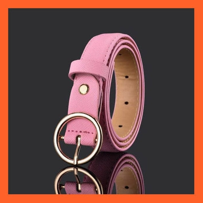 whatagift.com.au Belt 4 pink rb ll / 80cm Unisex Pu Belt Gold Metal Buckle Round Short Waistband
