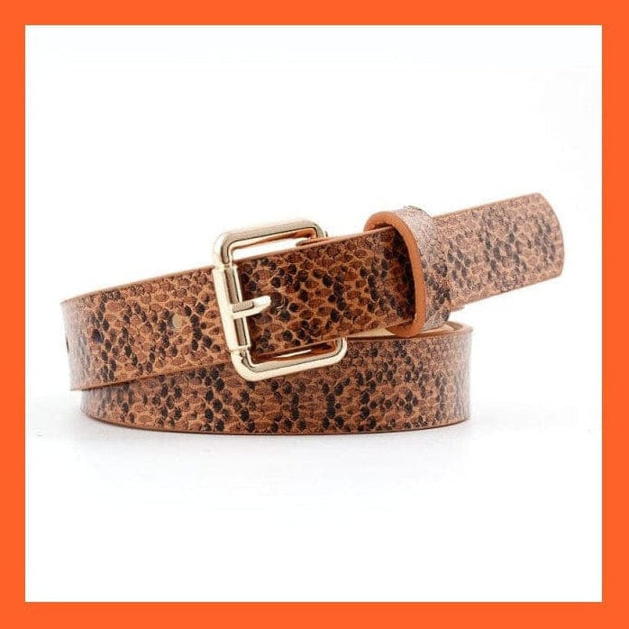 whatagift.com.au belt 5 brown gs snake / 105CM Women's Pu Belt 66 Styles Metal Buckle Waistband