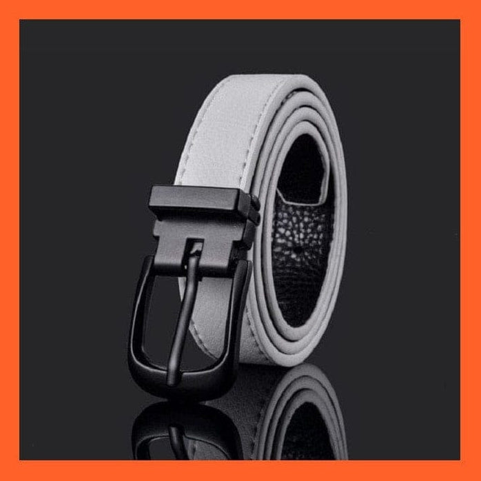 whatagift.com.au Belt A white pi / 80cm Pu Leather Belt Black Square Metal Buckle Waist Strap For Children