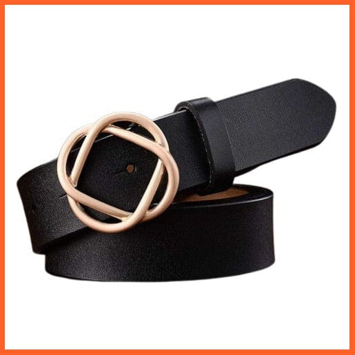 whatagift.com.au Belt black / 110cm Genuine Leather Belts For Women With Stylish Gold Buckle