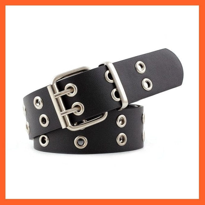 whatagift.com.au belt Black 2h / 107cm Punk Pu Leather Waist Belt With Double Pin Buckle Black