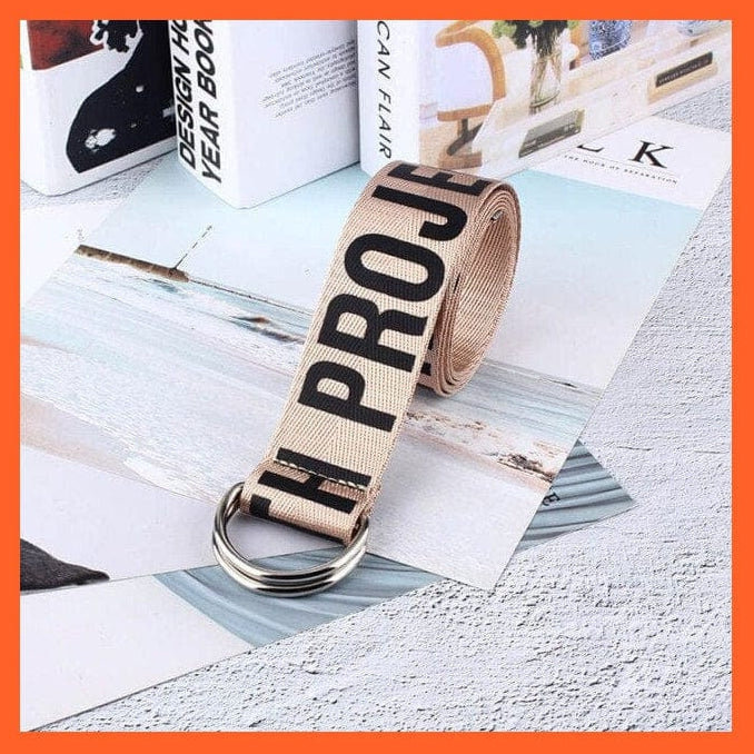 whatagift.com.au Belt black font / 130cm Letters Printed Unisex Canvas Belts With D-Ring Double Buckle