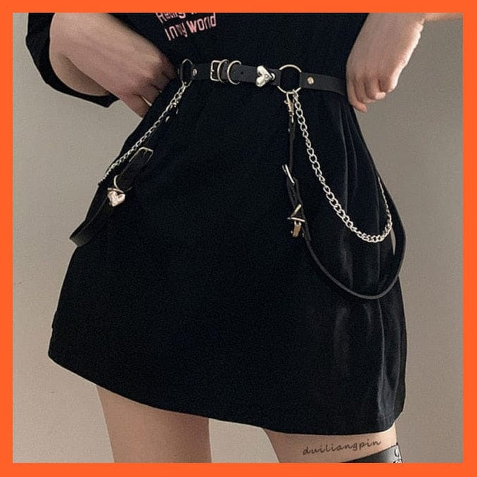 whatagift.com.au belt black heart belt / 110cm Woman Punk Chain Leather Harness Leg Belt