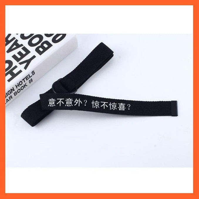 whatagift.com.au belt black yibuyiwai / 130cm White Black Canvas Belt For Women | Double Ring Buckle Belt