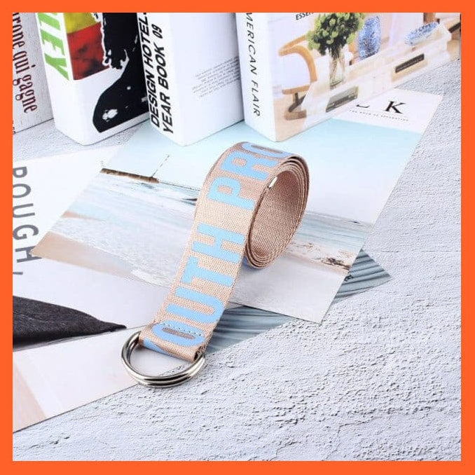 whatagift.com.au Belt blue font / 130cm Letters Printed Unisex Canvas Belts With D-Ring Double Buckle