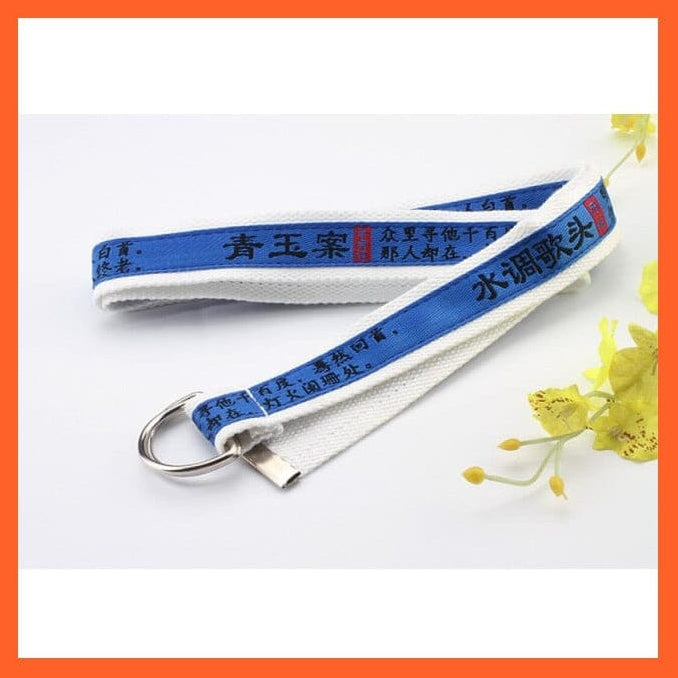 whatagift.com.au belt blue white / 130cm Unisex Adjustable Canvas Belt With D Shape Buckle