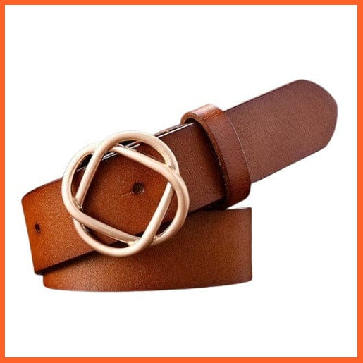 whatagift.com.au Belt brown / 110cm Genuine Leather Belts For Women With Stylish Gold Buckle