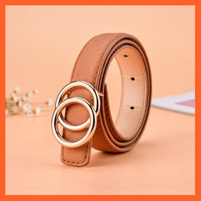 whatagift.com.au Belt brown two circles / 80cm Pu Leather Waistband Belt For Kids