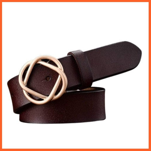 whatagift.com.au Belt coffee / 110cm Genuine Leather Belts For Women With Stylish Gold Buckle