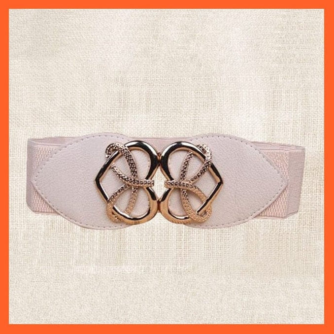 whatagift.com.au Belt Creamy-white Heart Women Elastic Wide Belt Thick Vintage Totem Print Stretch Leather Waist Belt
