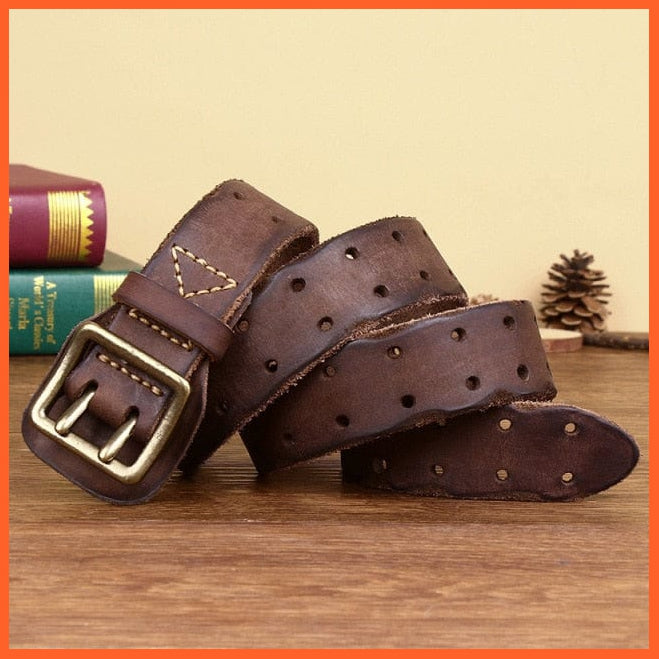 Genuine Leather Belts For Men With Double Pin Buckle | whatagift.com.au.