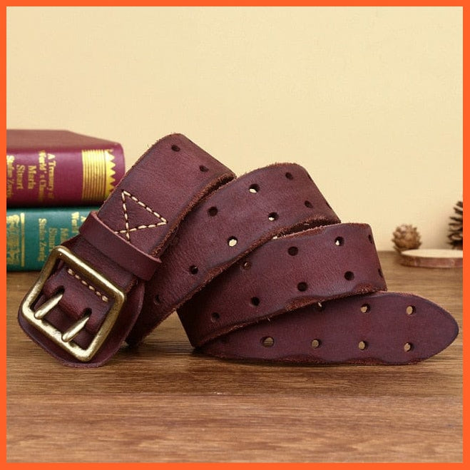 Genuine Leather Belts For Men With Double Pin Buckle | whatagift.com.au.