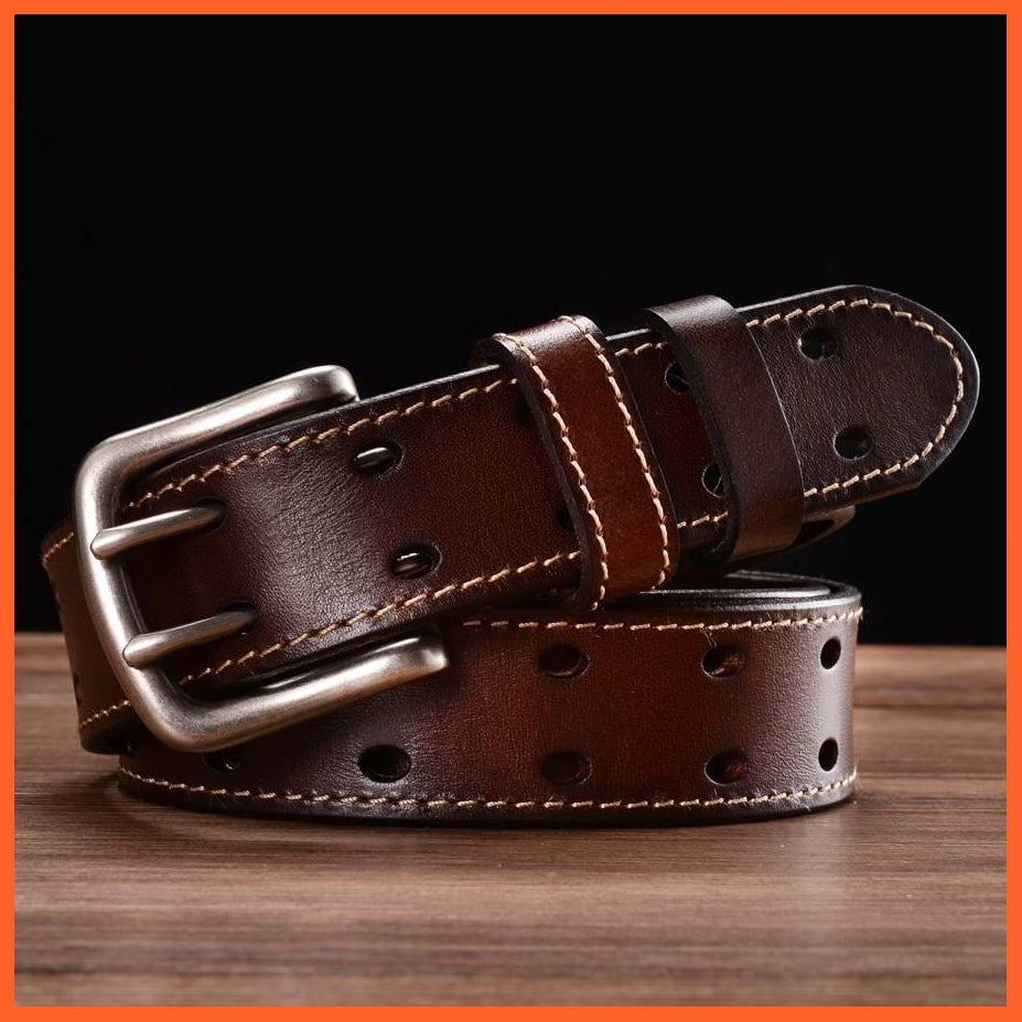 Genuine Leather Belts For Men With Double Pin Buckle | whatagift.com.au.