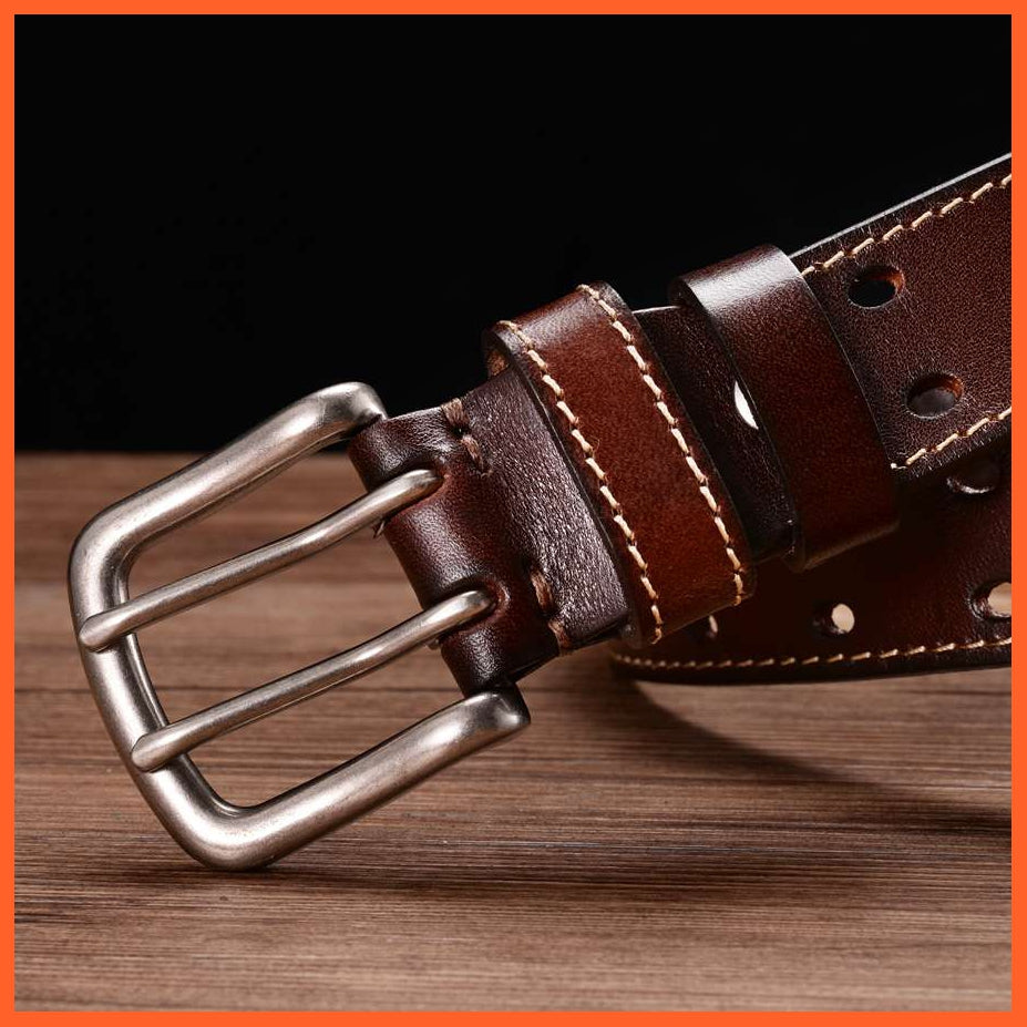 Genuine Leather Belts For Men With Double Pin Buckle | whatagift.com.au.