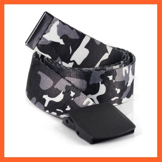 whatagift.com.au Belt Gray Camouflage 1 / 130cm Women Canvas Camouflage Belt And Metal Double D-Ring Buckle Waistband