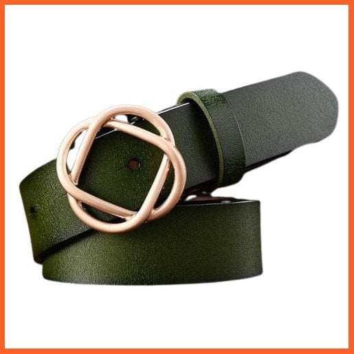 whatagift.com.au Belt green / 105CM Genuine Leather Belts For Women With Stylish Gold Buckle