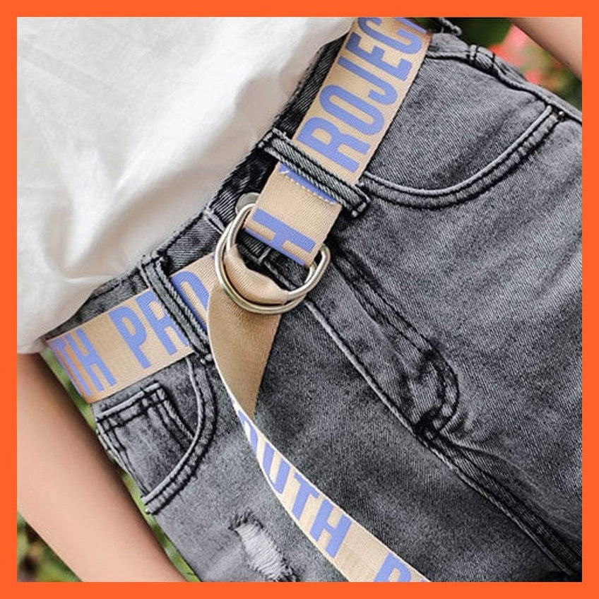 whatagift.com.au Belt Letters Printed Unisex Canvas Belts With D-Ring Double Buckle