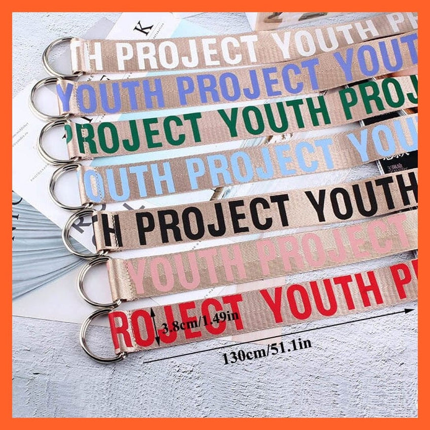 whatagift.com.au Belt Letters Printed Unisex Canvas Belts With D-Ring Double Buckle