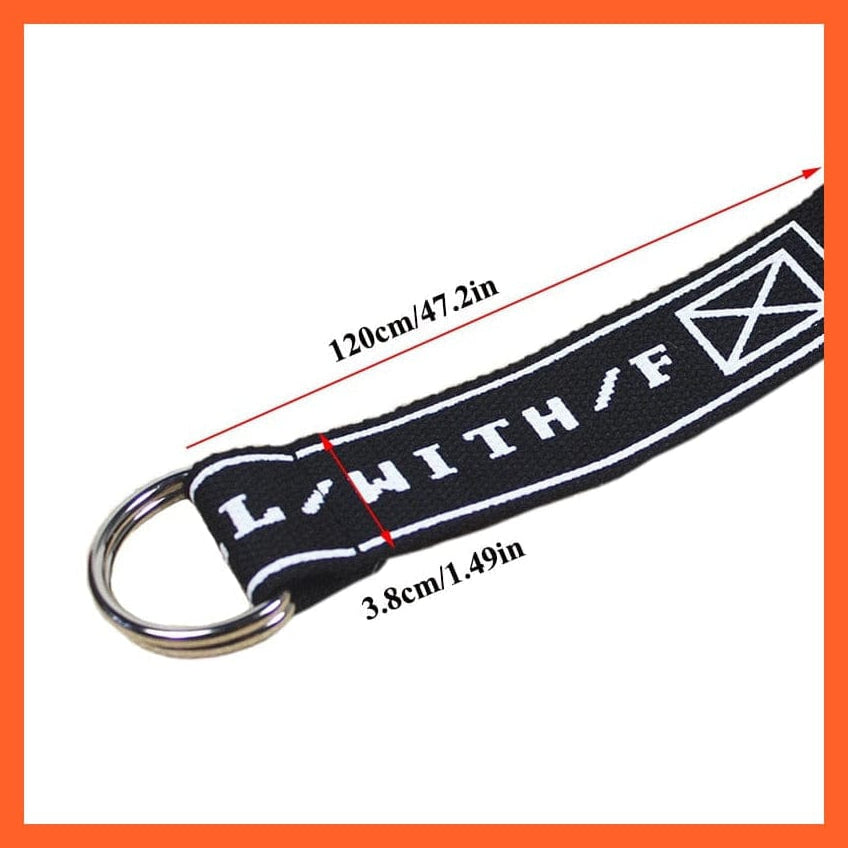 whatagift.com.au belt Letters Printed Unisex Canvas Long Wide Belts With D-Ring Double Buckle
