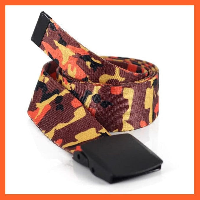whatagift.com.au Belt Orange Camouflage 1 / 130cm Women Canvas Camouflage Belt And Metal Double D-Ring Buckle Waistband