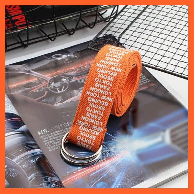 whatagift.com.au Belt Orange Small letter / 130cm 24 Styles Letters Printed Canvas Belts With D Ring Double Buckle