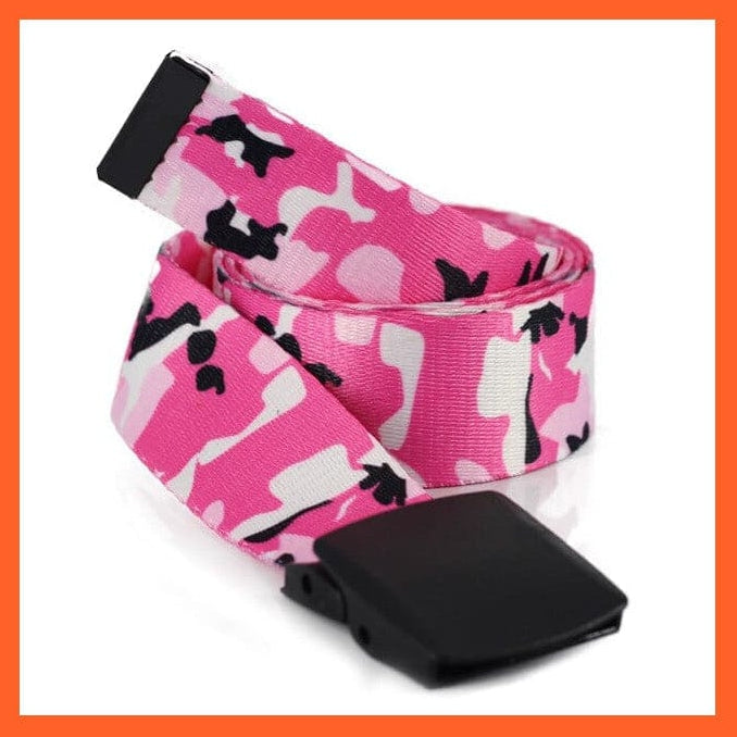 whatagift.com.au Belt Pink Camouflage 1 / 130cm Women Canvas Camouflage Belt And Metal Double D-Ring Buckle Waistband
