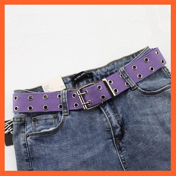 whatagift.com.au Belt Purple 2 hole canvas / 105CM Women Canvas Double Hole Waist Belts | Solid Color Double Hole Grommet Belt