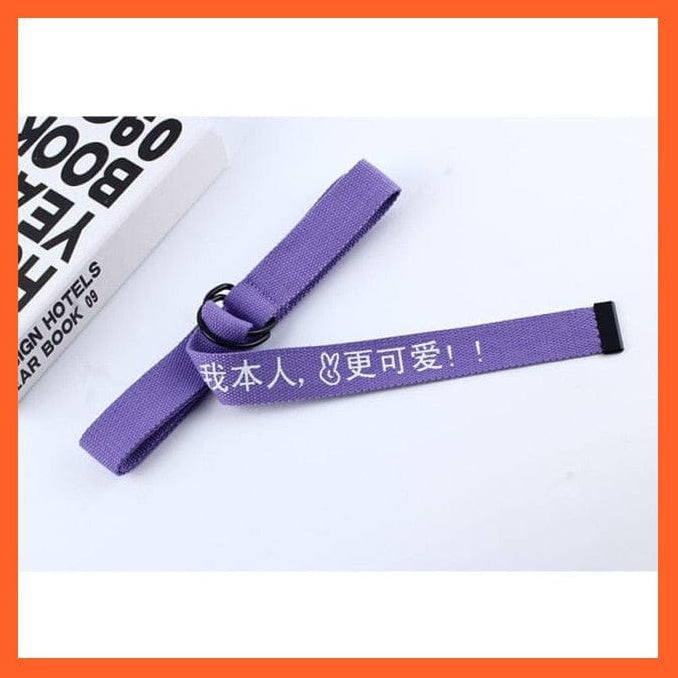 whatagift.com.au belt purple gengkeai / 130cm White Black Canvas Belt For Women | Double Ring Buckle Belt