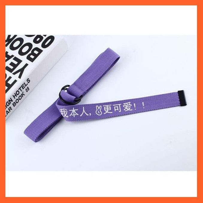 whatagift.com.au belt purple gengkeai / 130cm White Black Canvas Belt For Women | Double Ring Buckle Belt