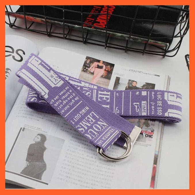 whatagift.com.au Belt Purple poster / 130cm 24 Styles Letters Printed Canvas Belts With D Ring Double Buckle