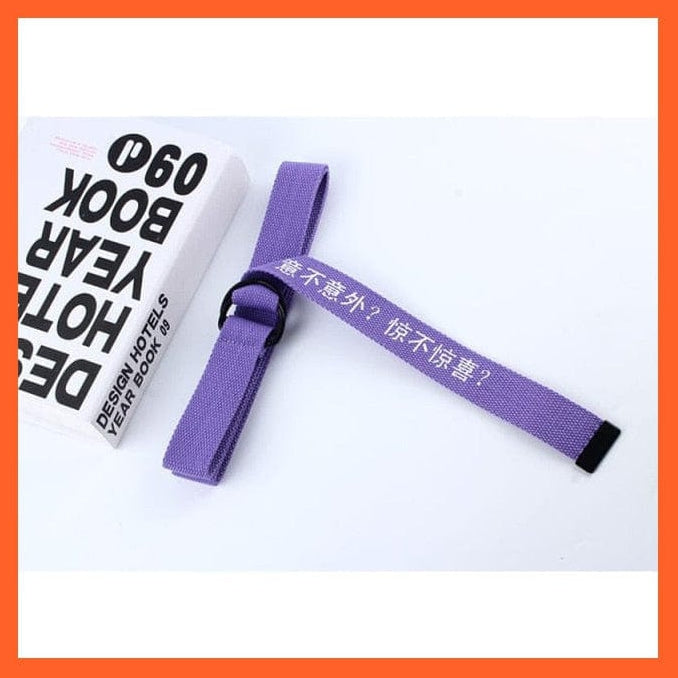 whatagift.com.au belt purple yibuyiwai / 130cm White Black Canvas Belt For Women | Double Ring Buckle Belt