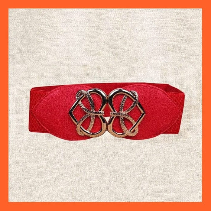whatagift.com.au Belt Red Heart Women Wide Belt Thick Vintage Totem Print Stretch Leather Waist Belt