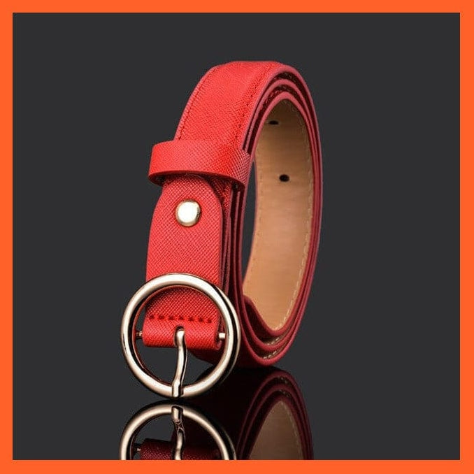 Unisex  Gold Metal Round Buckle Pu Belt Short Waistband | whatagift.com.au.