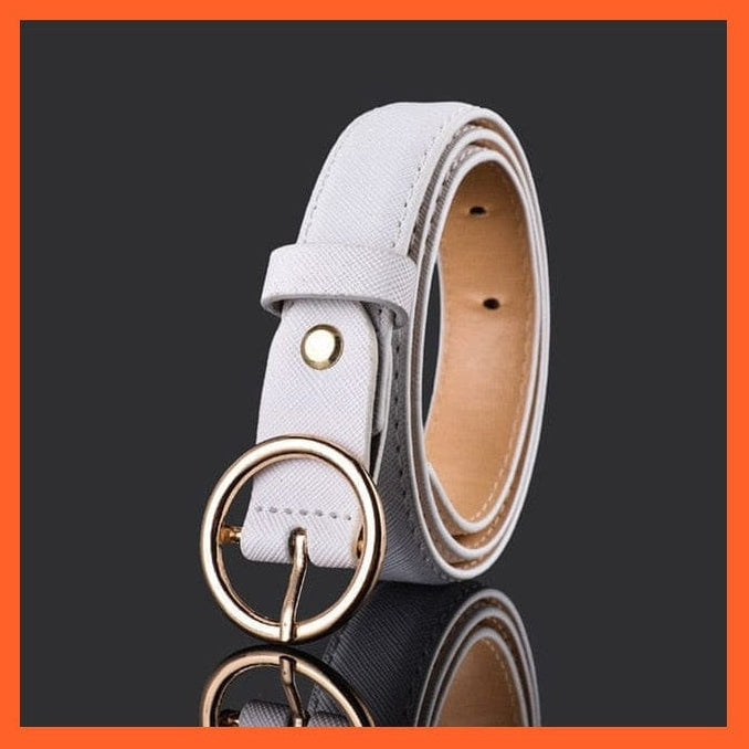 Unisex  Gold Metal Round Buckle Pu Belt Short Waistband | whatagift.com.au.