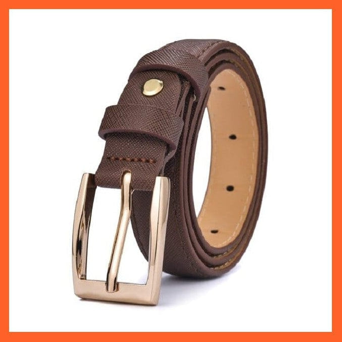 Unisex  Gold Metal Round Buckle Pu Belt Short Waistband | whatagift.com.au.
