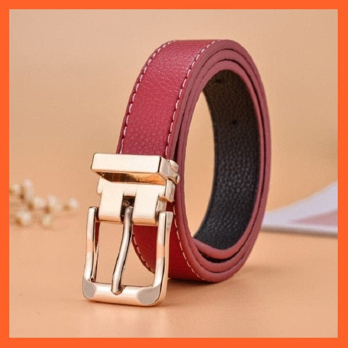 Unisex  Gold Metal Round Buckle Pu Belt Short Waistband | whatagift.com.au.