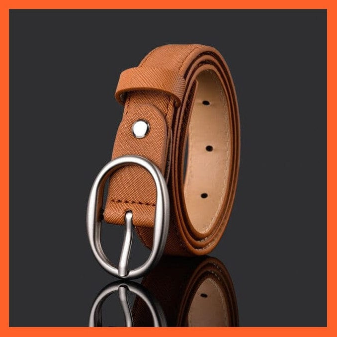 Unisex  Gold Metal Round Buckle Pu Belt Short Waistband | whatagift.com.au.