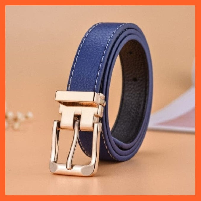 Unisex  Gold Metal Round Buckle Pu Belt Short Waistband | whatagift.com.au.