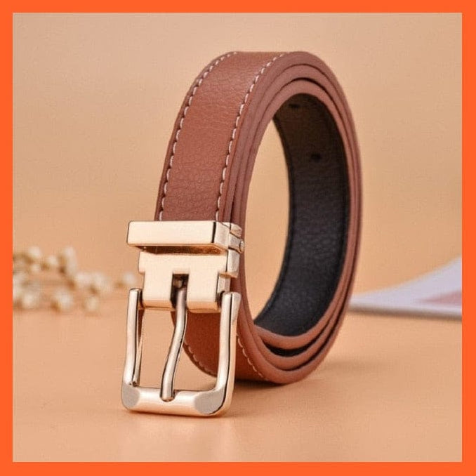 Unisex  Gold Metal Round Buckle Pu Belt Short Waistband | whatagift.com.au.