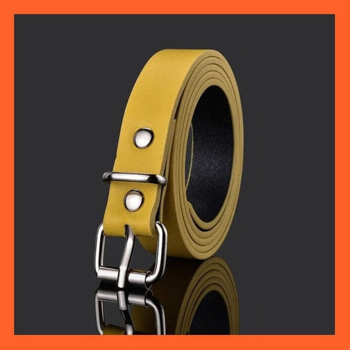 whatagift.com.au Belt Unisex  Gold Metal Round Buckle Pu Belt Short Waistband