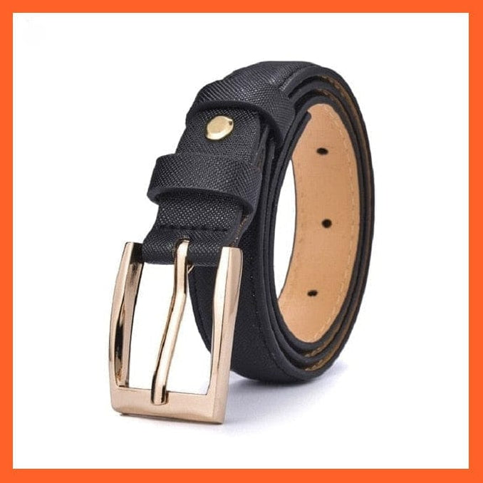 Unisex  Gold Metal Round Buckle Short Pu Belt Waistband | whatagift.com.au.