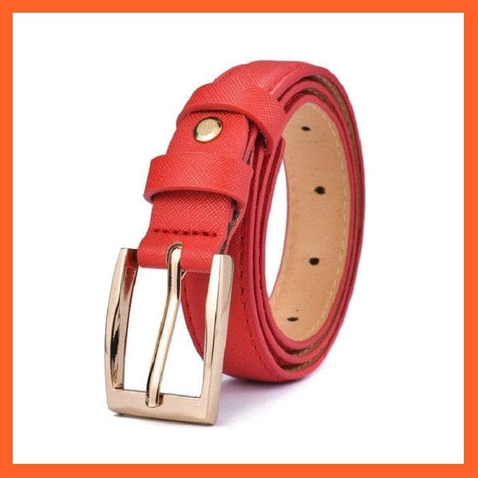 Unisex  Gold Metal Round Buckle Short Pu Belt Waistband | whatagift.com.au.
