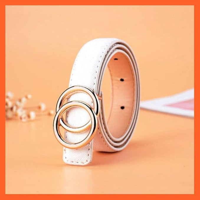 Unisex  Gold Metal Round Buckle Short Pu Belt Waistband | whatagift.com.au.
