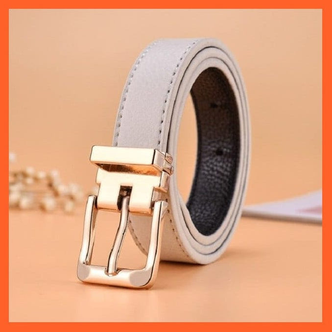 Unisex  Gold Metal Round Buckle Short Pu Belt Waistband | whatagift.com.au.