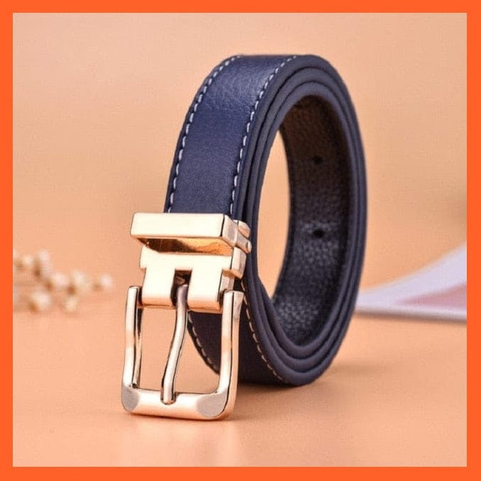 Unisex  Gold Metal Round Buckle Short Pu Belt Waistband | whatagift.com.au.