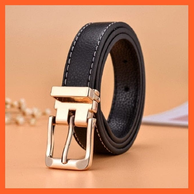 Unisex  Gold Metal Round Buckle Short Pu Belt Waistband | whatagift.com.au.