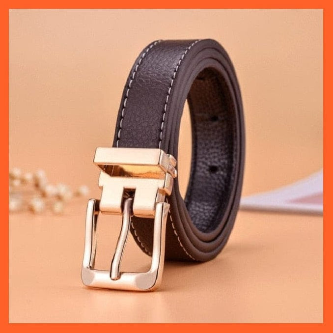 Unisex  Gold Metal Round Buckle Short Pu Belt Waistband | whatagift.com.au.