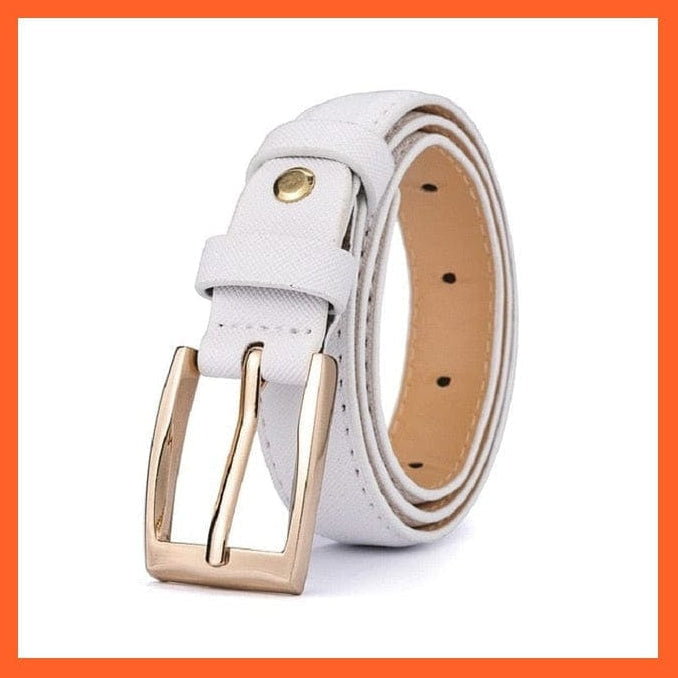 Unisex  Gold Metal Round Buckle Short Pu Belt Waistband | whatagift.com.au.