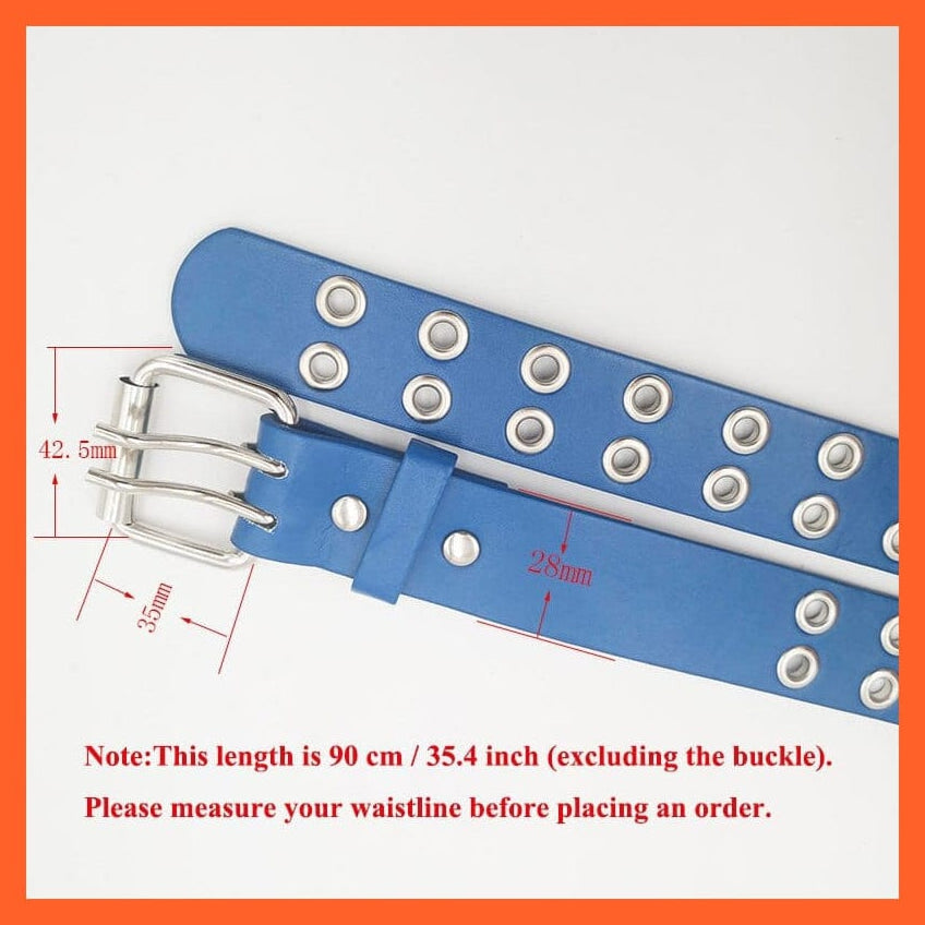 whatagift.com.au Belt Unisex Kids Double Grommet Leather Belt | Genuine Leather Hollow Out Small Holes Belts