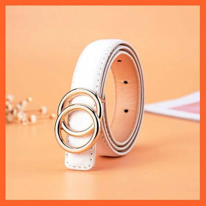 Unisex Pu Belt Gold Metal Round Buckle Short Waistband | whatagift.com.au.